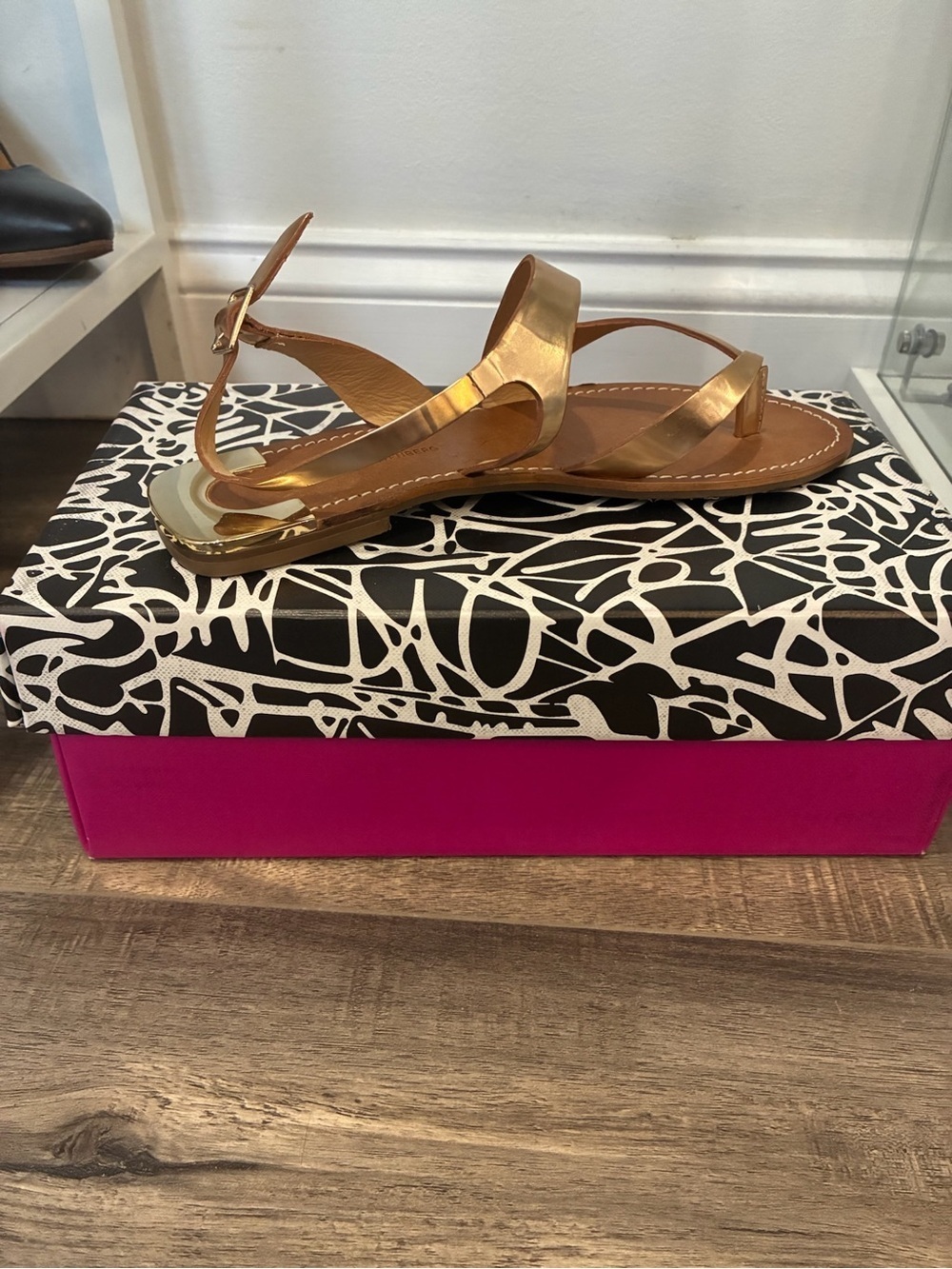 Diane Von Furstenberg Daphne Metallic Gold Strappy Leather Sandals